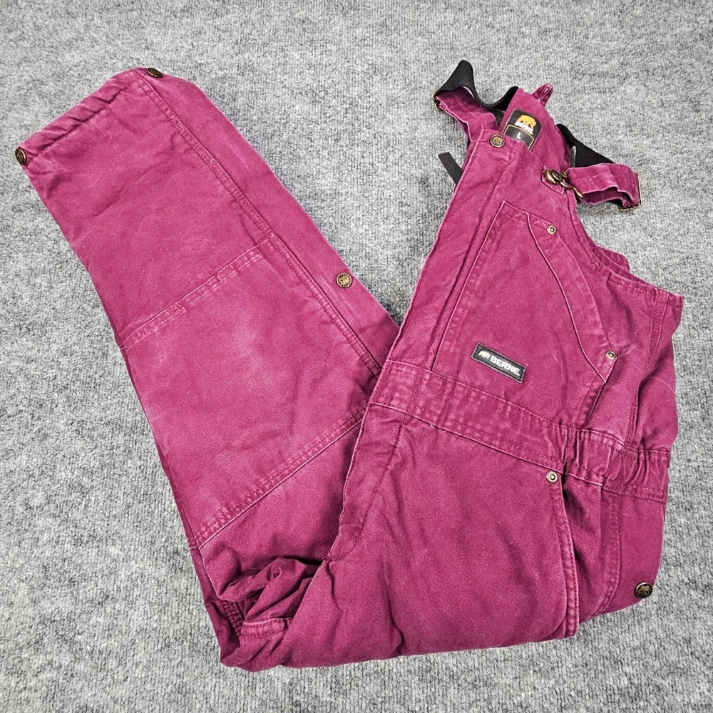 Berne Workwear Womens L Insulated Bib Overalls Plum Purple Duck Canvas Snow Pant